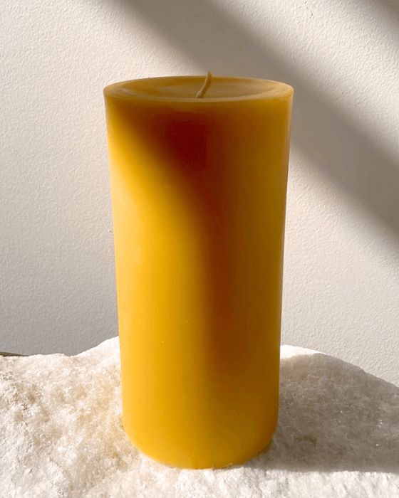Large Organic Beeswax Pillar Candle -Premium New Zealand Beeswax