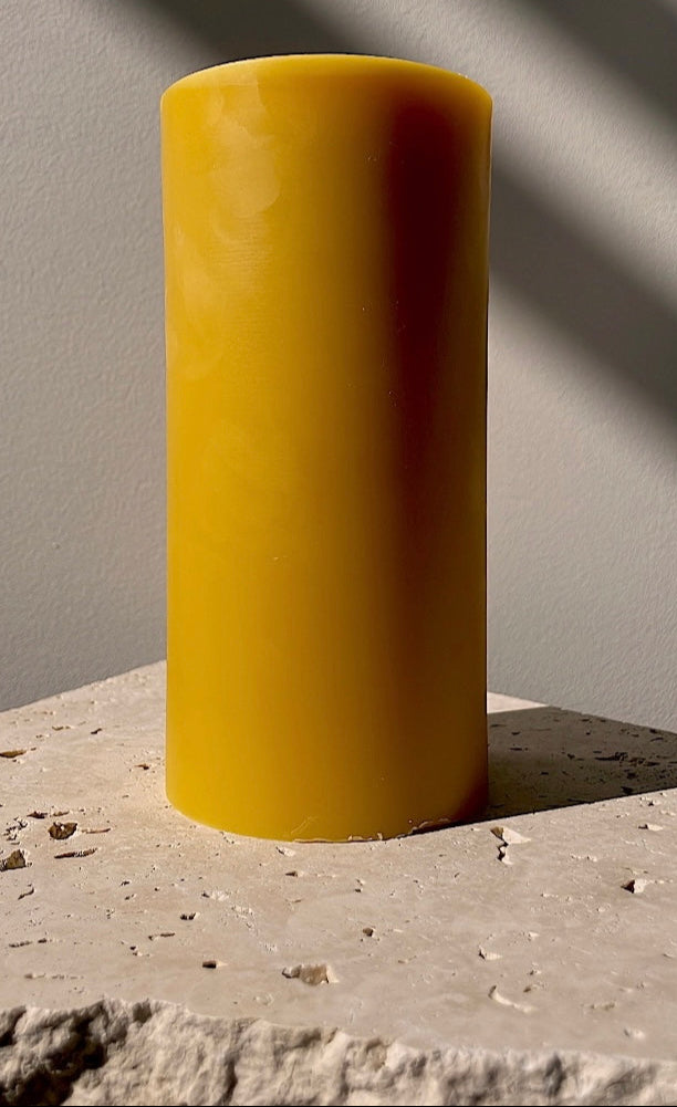 Large Organic Beeswax Pillar Candle -Premium New Zealand Beeswax