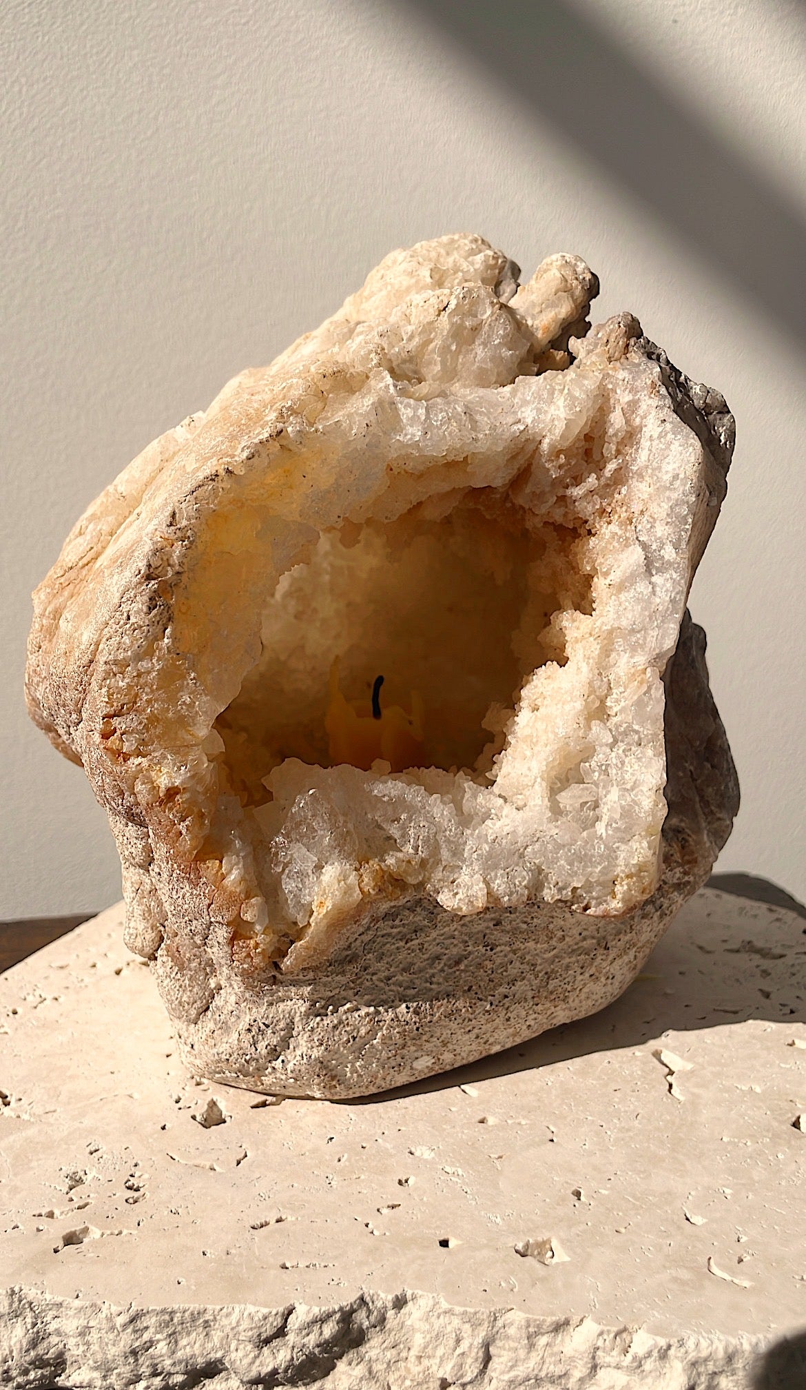 Raw Crystal Geode Candle Holder